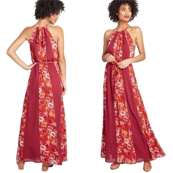 NWT ModCloth Illuminated Elegance Floral Halter Neck Maxi Dress Size 4X - Picture 3 of 11
